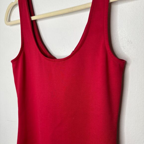 G by Guess Red Bodycon Silver Embellished V-Neck Sleeveless Mini Dress Small - Picture 6 of 14